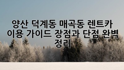 양산 덕계동, 매곡동 렌트카 이용 가이드: 장점과 단점 완벽 정리!